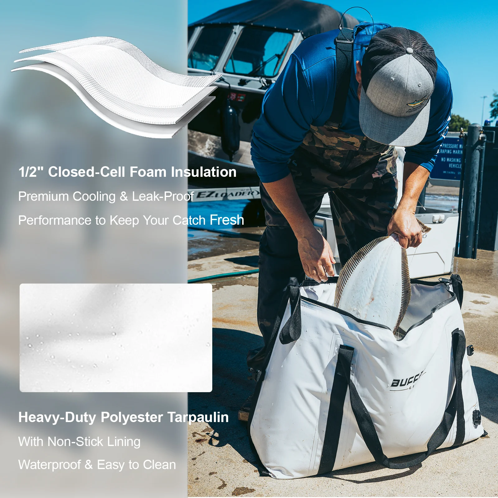 37QT Fish Cooler Bag With Flat Bottom - Image 4