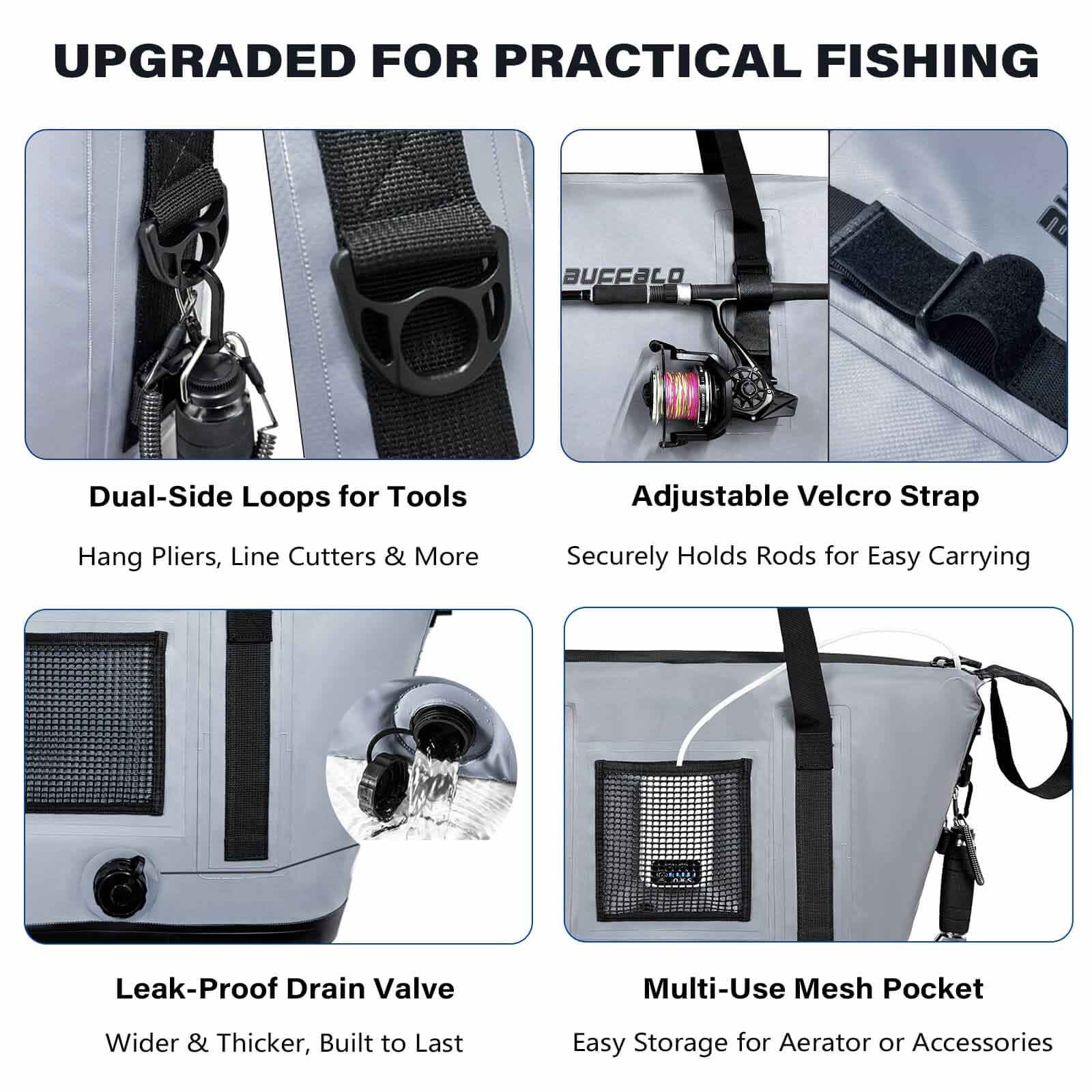 37QT Fish Cooler Bag With Fishing Rod Holder - Image 4