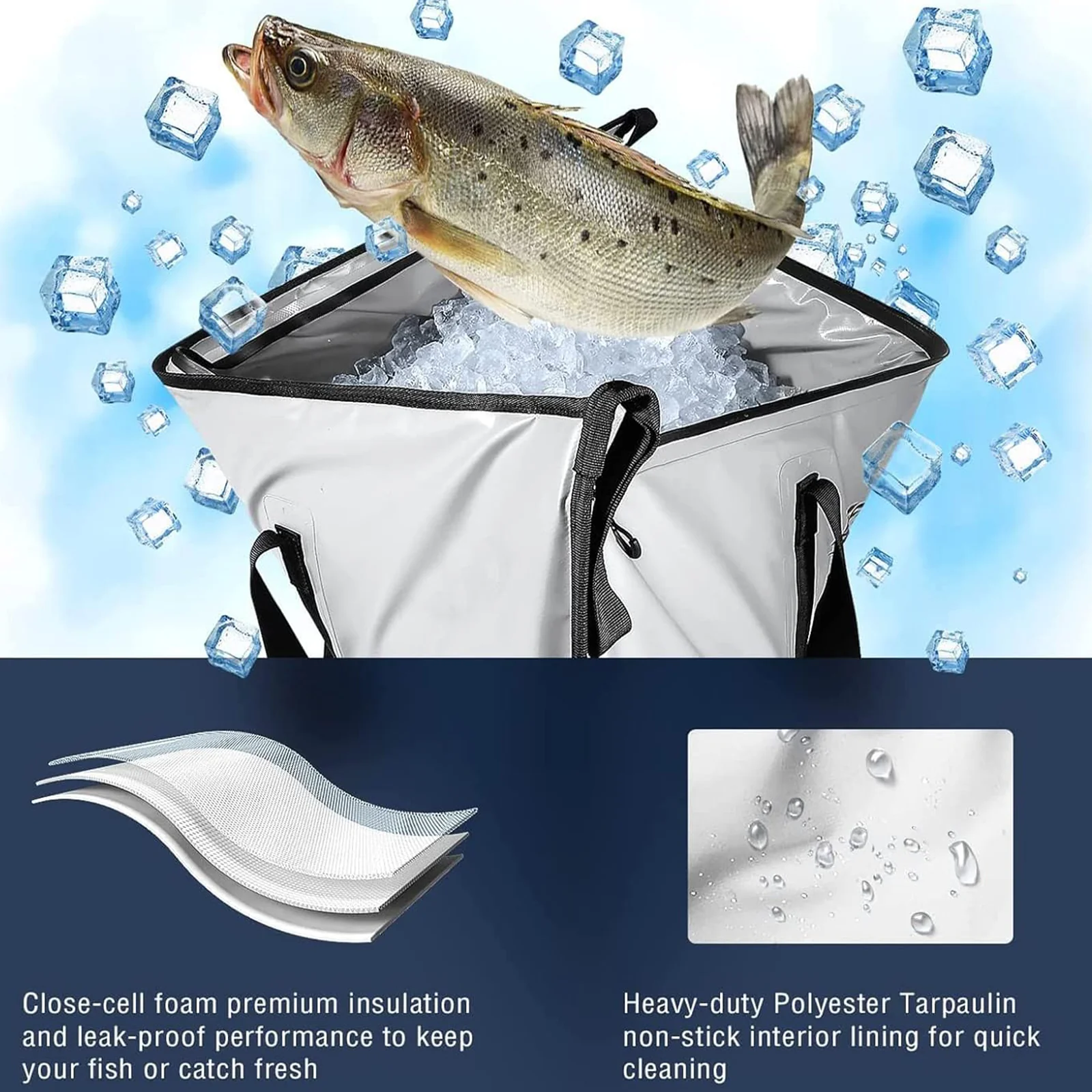 40x18'' Fish Cooler Bag With Waterproof Zipper - Image 3
